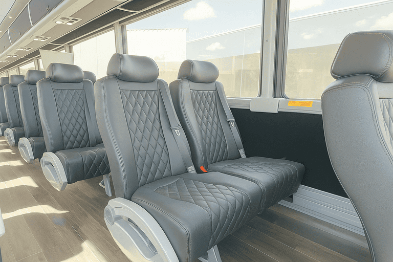 interior of Bus Rental Company Greensboro charter bus